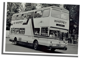 historic Whippet bus in Cambridge